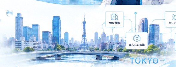 空と水辺の東京の街並み